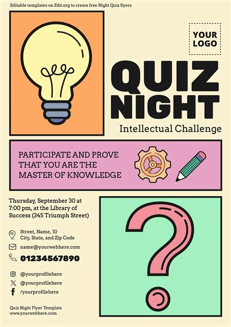 free quiz night poster template|editable quiz night poster.